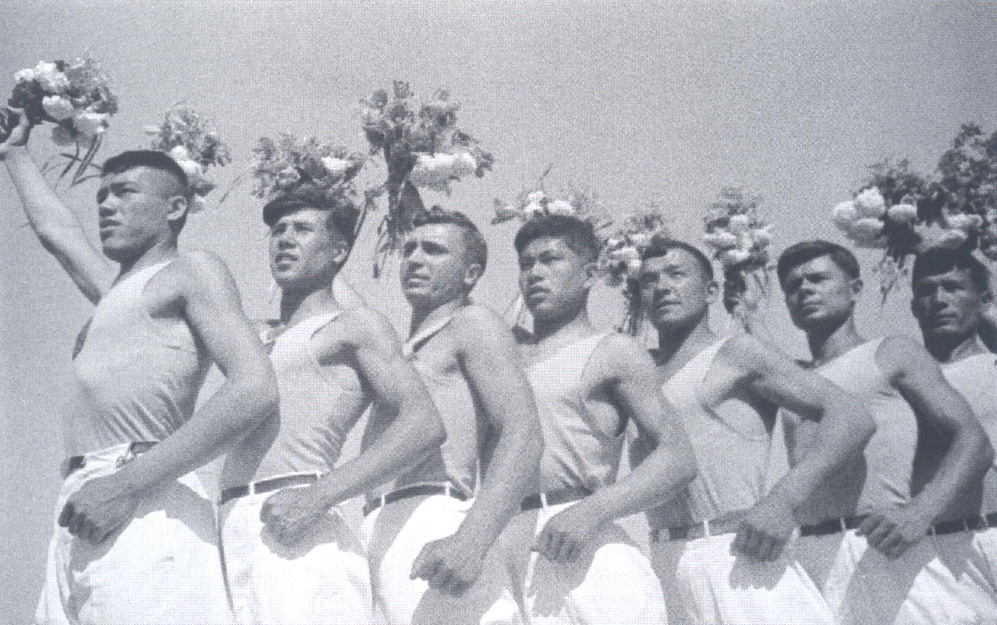 Participants of a sports parade. 1937. Tashkent