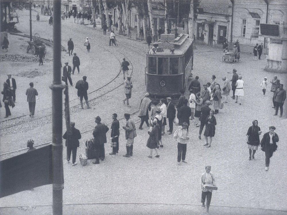 At a tram stop. 1932. Tashkent.