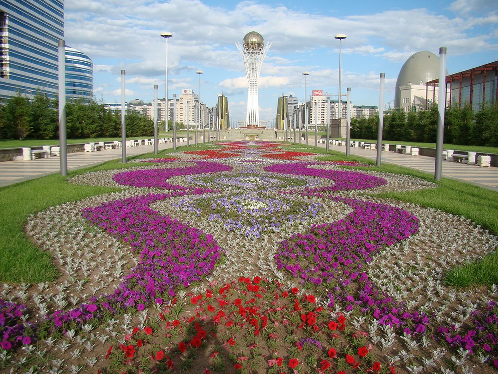 Flowers on the Baiterek Square